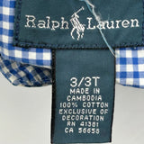 Age 3 Ralph Lauren Checked Short Sleeve Shirt - XS Blue Cotton