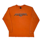Milwaukee Harley Davidson Graphic Long Sleeve T-Shirt - 2XL Orange Cotton