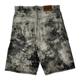 Evolution Tie-Dye Denim Shorts - 34W 11L Black & White Cotton