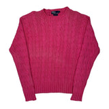 Polo By Ralph Lauren Cable Knit Sweater - Large Pink Cotton