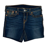 True Religion Denim Shorts - 28W UK 8 Dark Wash Cotton Blend