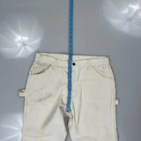 Dickies Double Knee Carpenter Trousers - 36W 30L White Cotton