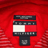 Vintage Tommy Hilfiger Striped Polo Shirt - XL Red Cotton