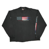 American Pride Harley Davidson Graphic Long Sleeve T-Shirt - 2XL Black Cotton