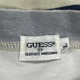 Guess Striped Henley Polo Shirt - Large Multicoloured Cotton