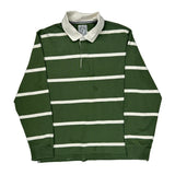 Lands End Striped Rugby Shirt - XL Green Cotton