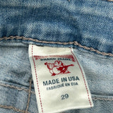 True Religion Contrast Stitch Denim Shorts - 28W UK 8 Light Wash Denim