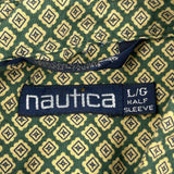 Nautica Short Sleeve Shirt - Large Yellow Cotton