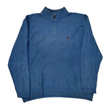 Vintage Polo By Ralph Lauren 1/4 Zip - XL Blue Cotton