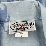 Pacific Legend Apparel Graphic Hawaiian Shirt - Small Blue Cotton