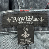 Raw Blue Denim Shorts - 34W 14L Dark Wash Cotton