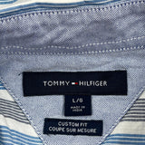 Tommy Hilfiger Striped Short Sleeve Shirt - Large Blue Cotton