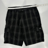 Wrangler Checked Cargo Shorts - 35W 10L Black Cotton
