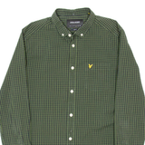 LYLE & SCOTT Slim Fit Mens Shirt Green Gingham Long Sleeve M