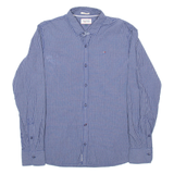 TOMMY HILFIGER Mens Shirt Blue Plaid Long Sleeve L