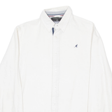 KANGOL Mens Plain Shirt White Long Sleeve M