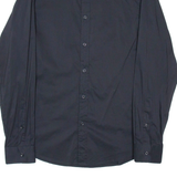 BENETTON Slim Fit Mens Formal Shirt Black Long Sleeve L