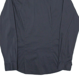 BENETTON Slim Fit Mens Formal Shirt Black Long Sleeve L