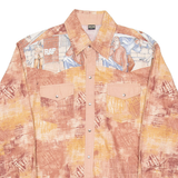 KONG SORN Rap Mens Shirt Brown Crazy Pattern Long Sleeve L