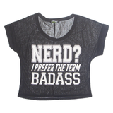 VERT DE RAGE Sheer Netted Cropped Womens T-Shirt Black M