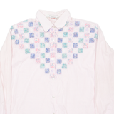 CLANINE Womens Shirt Pink Striped Long Sleeve M