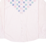 CLANINE Womens Shirt Pink Striped Long Sleeve M
