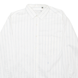 POSEIDON Mens Shirt White Striped Long Sleeve M