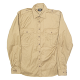 HAJK Mens Plain Shirt Brown Long Sleeve M