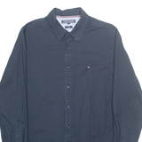 TOMMY HILFIGER Mens Plain Shirt Blue Long Sleeve M