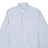 TOMMY HILFIGER Mens Plain Shirt Blue Long Sleeve S