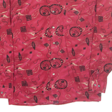 LETS GO Mens Shirt Red Crazy Pattern Long Sleeve L
