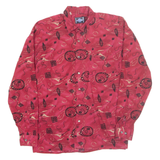 LETS GO Mens Shirt Red Crazy Pattern Long Sleeve L