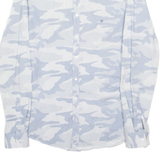 CALVIN KLEIN Mens Shirt White Crazy Pattern Long Sleeve S