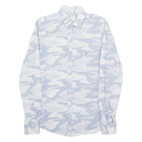 CALVIN KLEIN Mens Shirt White Crazy Pattern Long Sleeve S