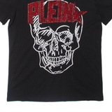 ALEX PLEIN Bejewelled Skull Womens Band T-Shirt Black M