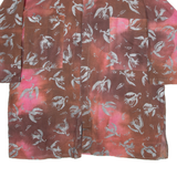 Mens Shirt Red Crazy Pattern 3/4 Sleeve