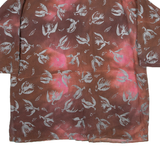 Mens Shirt Red Crazy Pattern 3/4 Sleeve