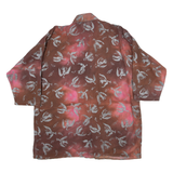 Mens Shirt Red Crazy Pattern 3/4 Sleeve