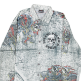 Mens Shirt Grey Crazy Pattern Long Sleeve M