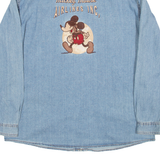 DISNEY Mens Denim Shirt Blue Long Sleeve XL