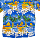 Mens Hawaiian Shirt Blue Floral L