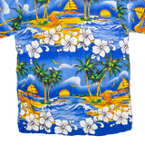 Mens Hawaiian Shirt Blue Floral L