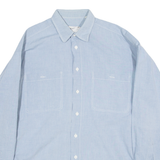 MANHATTAN Mens Plain Shirt Blue Long Sleeve M