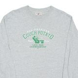STEVE & BARRY Couch Potato Mens T-Shirt Grey Long Sleeve USA M