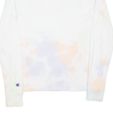 CHAMPION Tie-dye Womens T-Shirt White Long Sleeve S