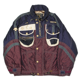 DESCENTE Mens Ski Jacket Maroon Hooded Colourblock 2XL