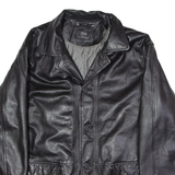 TCM Mens Trench Jacket Black Leather 90s L