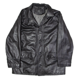 TCM Mens Trench Jacket Black Leather 90s L