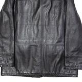TCM Mens Trench Jacket Black Leather 90s L