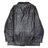 TCM Mens Trench Jacket Black Leather 90s L